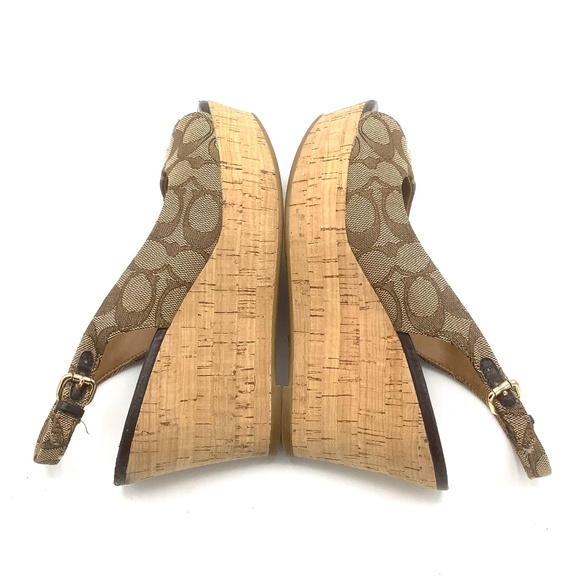 Coach Ferry Signature Jaquard Fabric Wedges Platform Sandals 6.5B - Picture 12 of 15